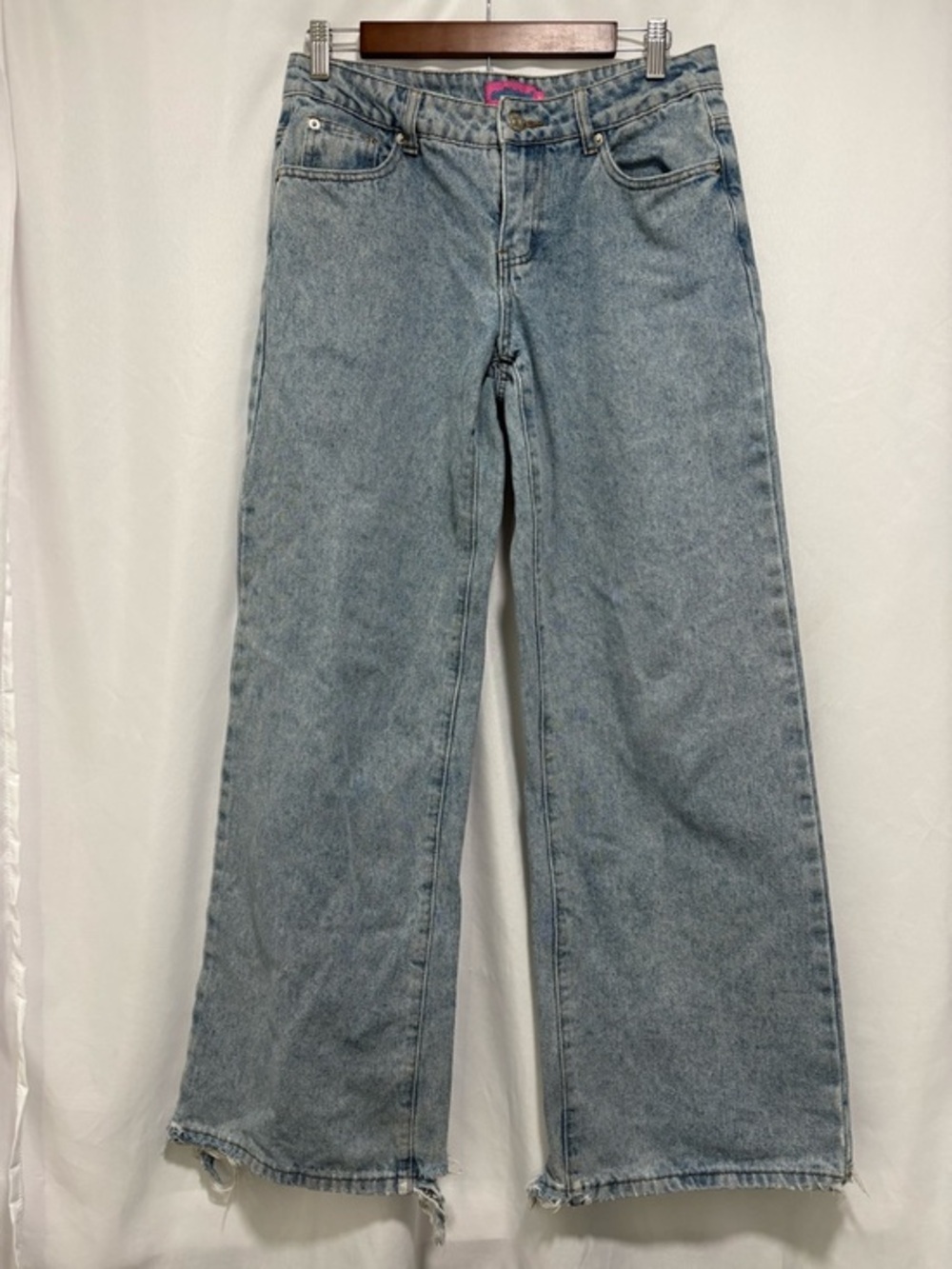 Edikted Women’s‎ Small Light Wash Wide Leg Raw Hem Y2K Jeans